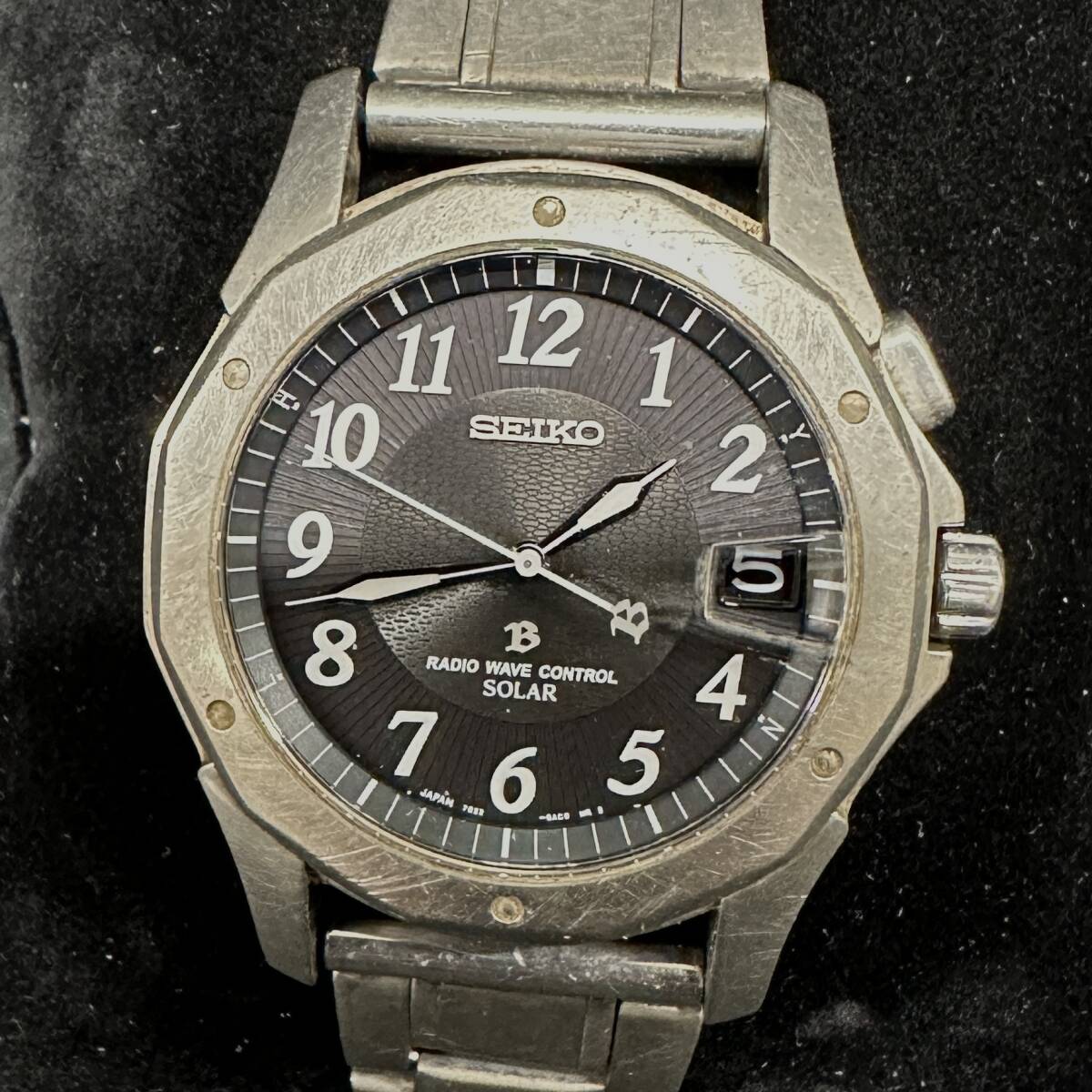 1円～ 6TN25340526 SEIKO セイコー BRIGHTZ ブライツ 7B22-0AC0 電波ソーラー TIチタン メンズ 腕時計 社外ベルト 稼働確認 現状品