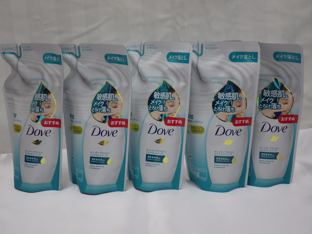 未使用　Dove　ダヴ　センシティブマイルド　ミルククレンジング　つめかえ用　ミルクタイプ　180ml×5点