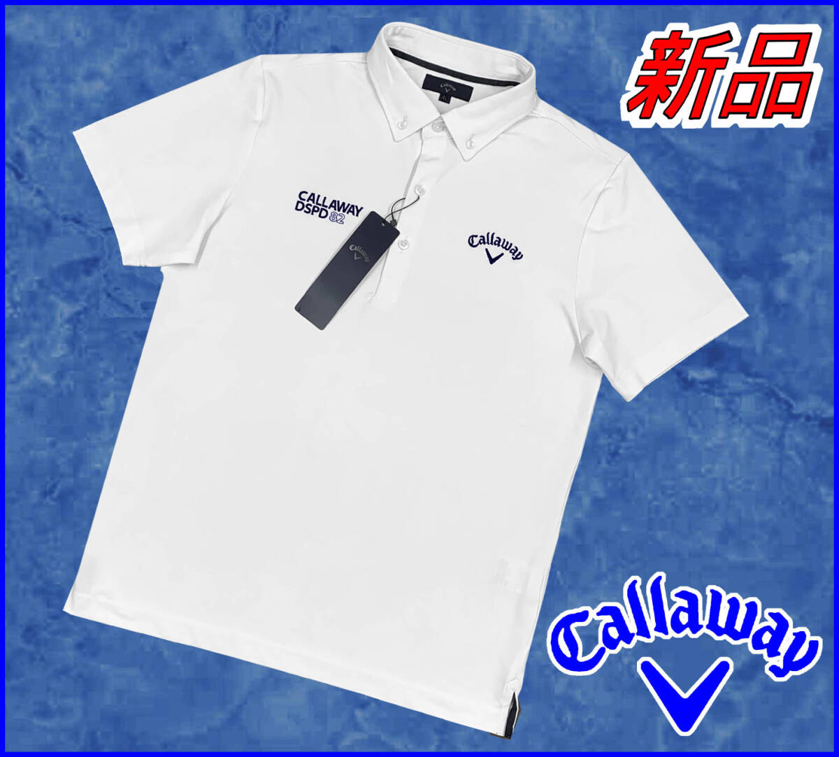 【国内正規品】62%OFF◆キャロウェイゴルフシャツCallaway◆ポリエステルカノコ半袖ポロシャツ◆白ホワイト4L/3XL定価:9,350円