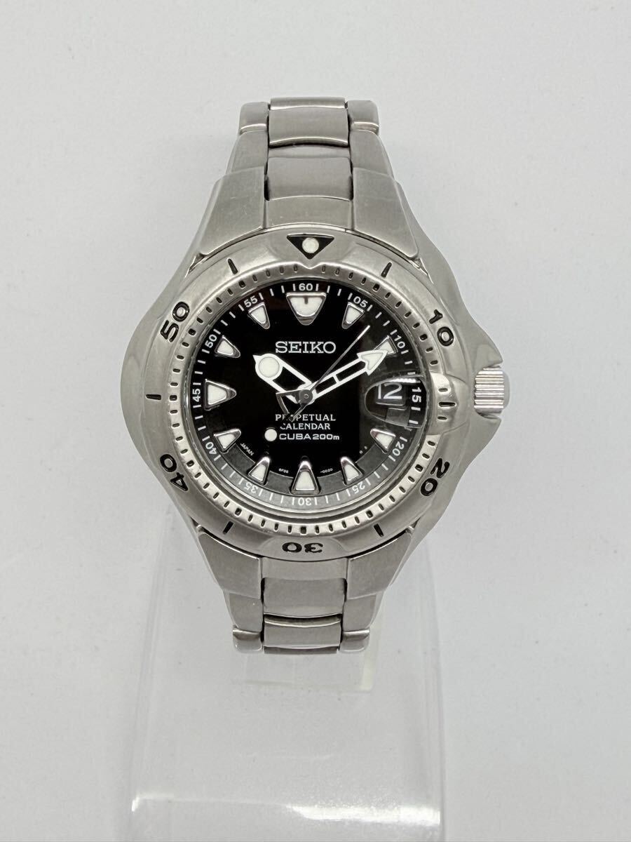 SEIKO PERPETUAL CALENDAR SCUBA 200m チタン腕時計　8F35-0020 稼動品