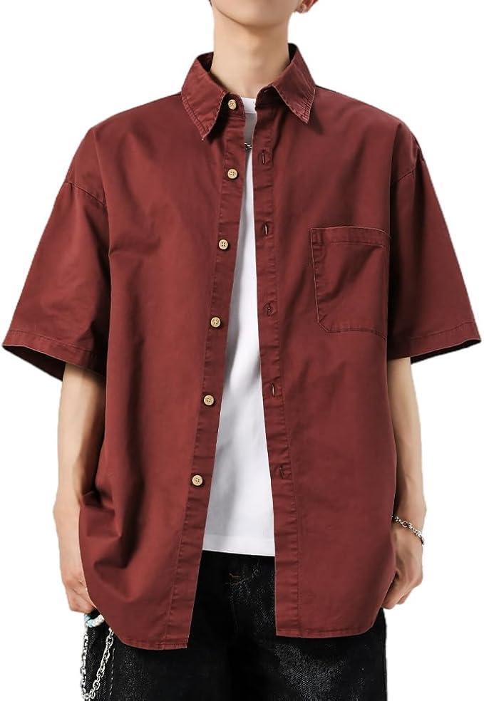 【未開封新品】メンズ半袖シャツ 吸汗速乾 Lサイズ ワインレッド