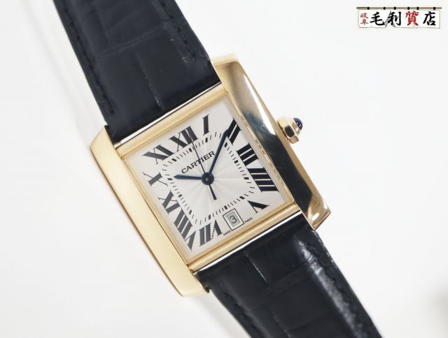 カルティエ CARTIER タンクフランセーズLM YG W5000156 シルバー 自動巻き 革ベルト ユニセックス【中古】時計