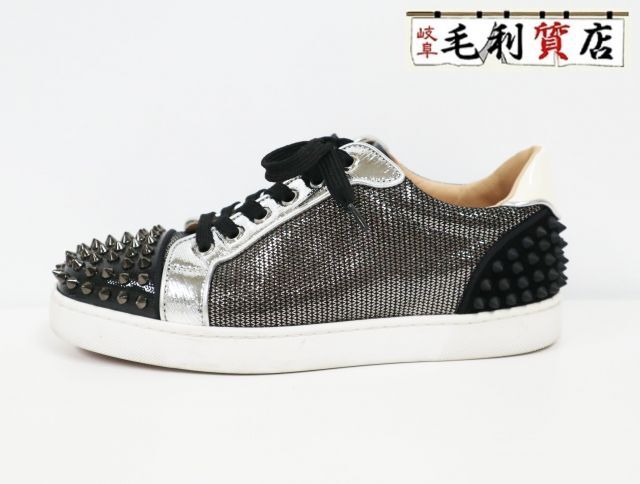 クリスチャンルブタン Christian Louboutin シーヴァスト2 スタッズ ブラック シルバー サイズ39 1/2 24.5