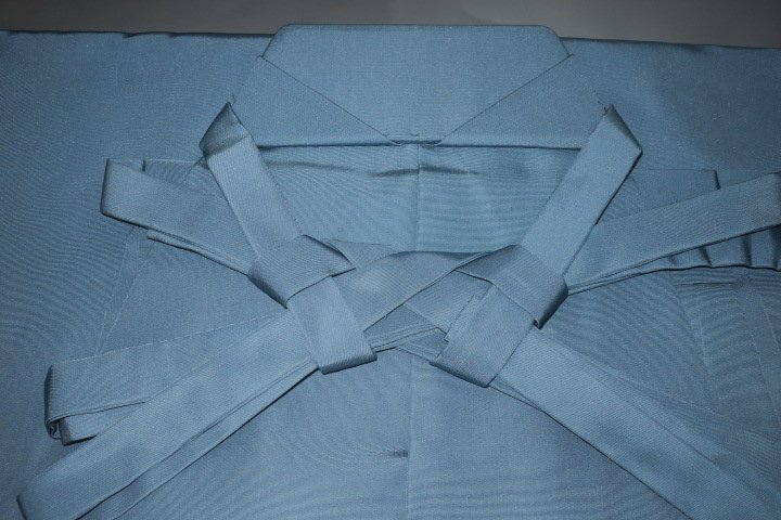 拾袴11691 本絹米澤平織・仕舞袴 紐下83К青灰色の無地 極美品 能楽仕舞用