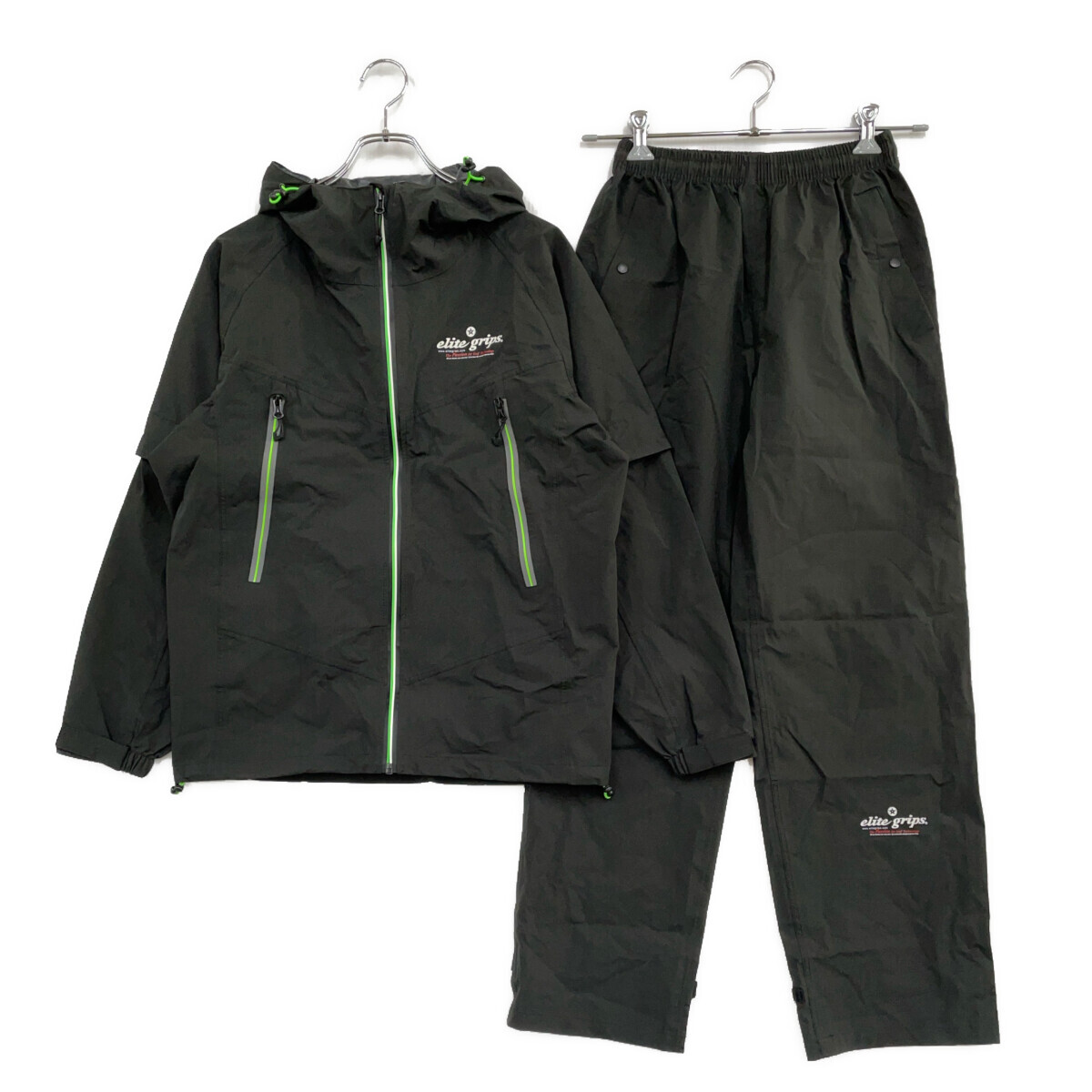 coco 中古 エリートグリップ メンズ レインウエア M 黒 ブラック 2WAY 上下 収納袋付き フード付き レターパックプラス発送可 K030274
