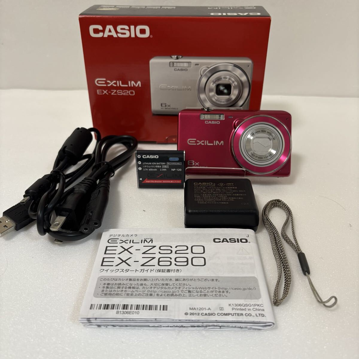 美品 CASIO エクシリム EXILIM EX-ZS20 ピンク レッド デジカメ 動作確認済み コンデジ