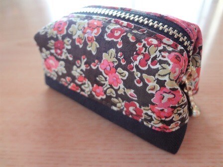 *ハンドメイド*リバティ*Tatum/ブラウンピンク*テイタム*ミニポーチ*