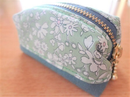 *ハンドメイド*リバティ*Maddsie/グリーン*マッジー*ミニポーチ*