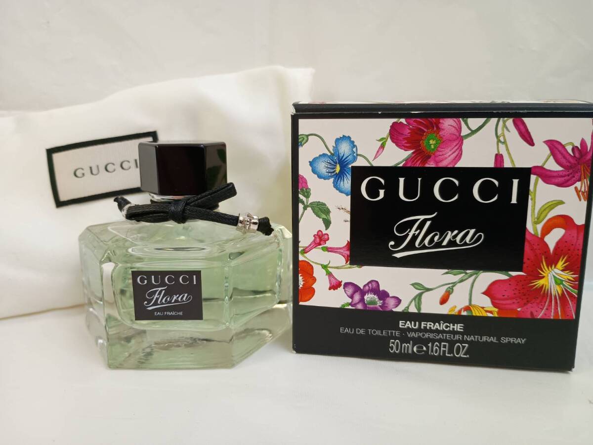 【S1-313】GUCCI flora グッチ フローラ 香水 50ml ほぼ満量 箱付き 美品 布袋汚れ小 オーフレッシュ オードトワレ 