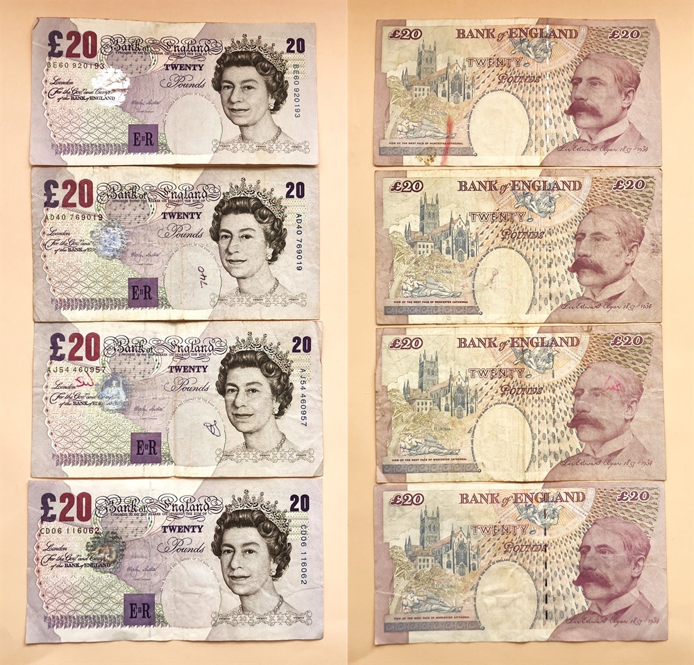 ●イギリス紙幣●旧ポンド紙幣（１０～２０ポンド ）の計６枚（１００ポンド）　１セット●ｔｚ927