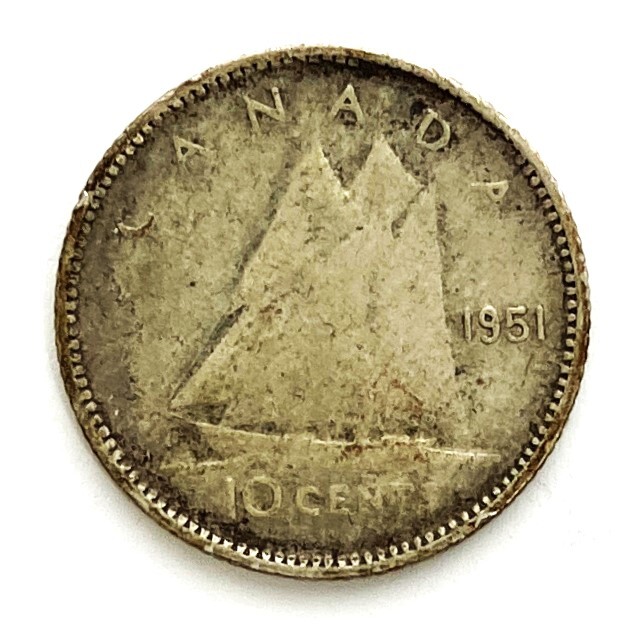 ●カナダ●１０セント銀貨幣●ジョージ６世（１９５１年）　１枚●tz916