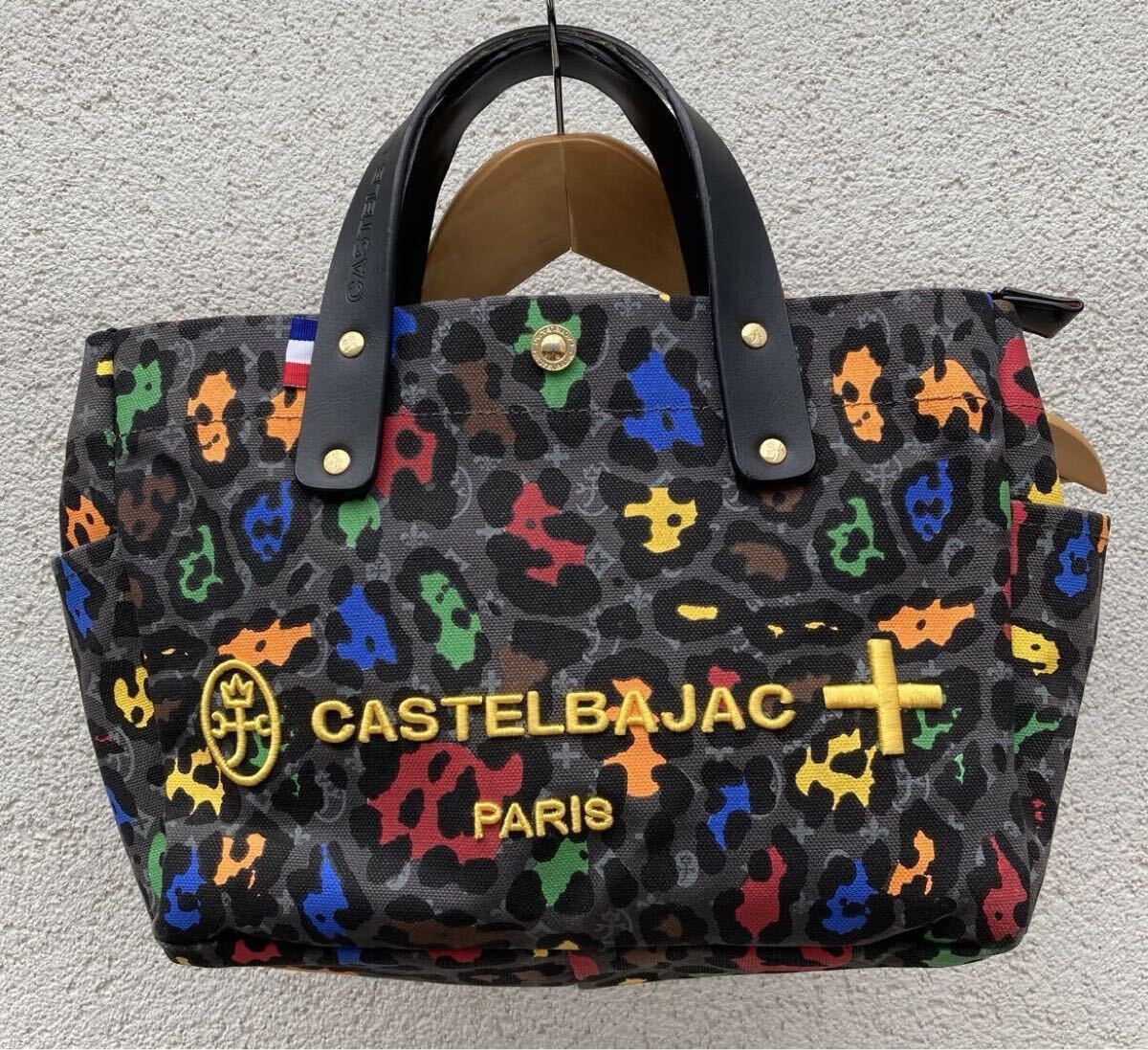 CASTELBAJAC トートバッグ マルチカラー Leopard 070571 レオパール レザー ドライビングバッグ カステルバジャック ハンドバッグ ◯