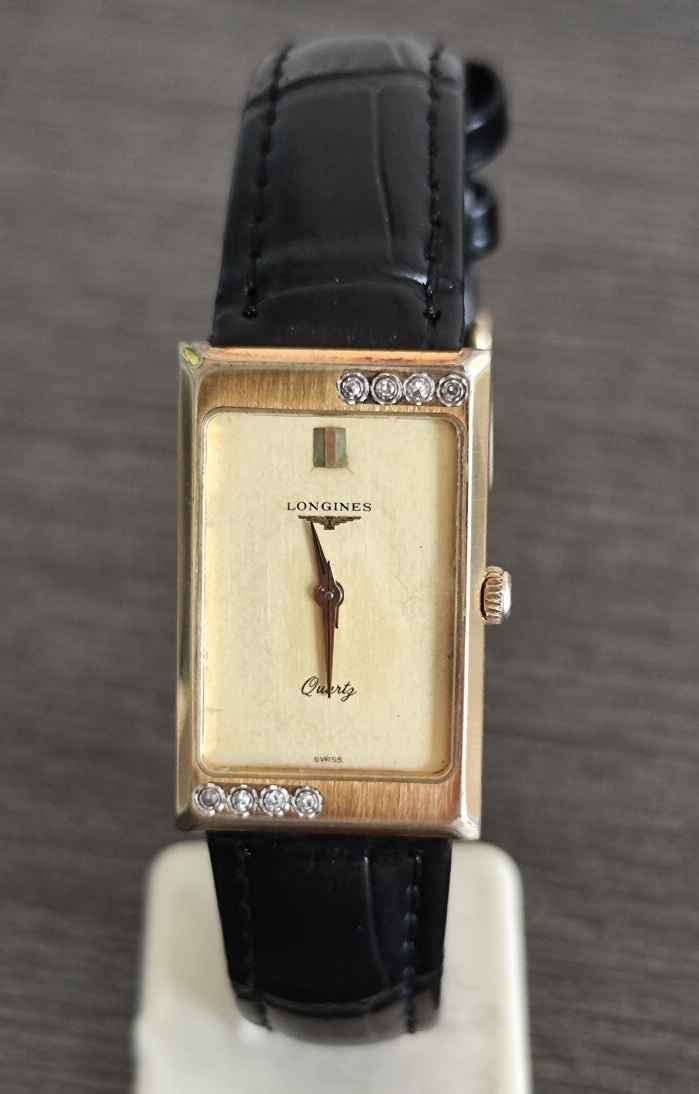 稼働品 ロンジン レディース腕時計 シャンパン色文字盤 ダイヤベゼル 