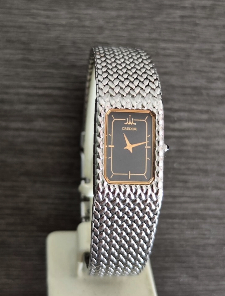 稼働品 SEIKO クレドール レディース腕時計 黒色文字盤 オリジナルバンド 