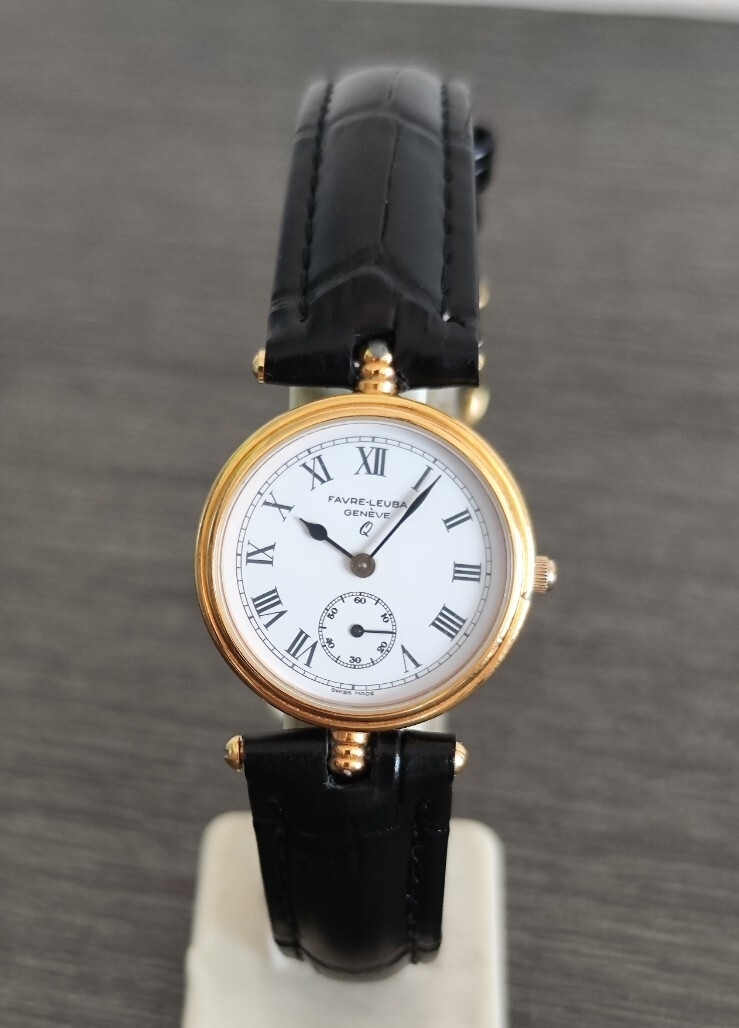 稼働品 FAVRE−LEUBA GENEVE レディース腕時計 白色ローマ数字文字盤 スモセコ秒針 