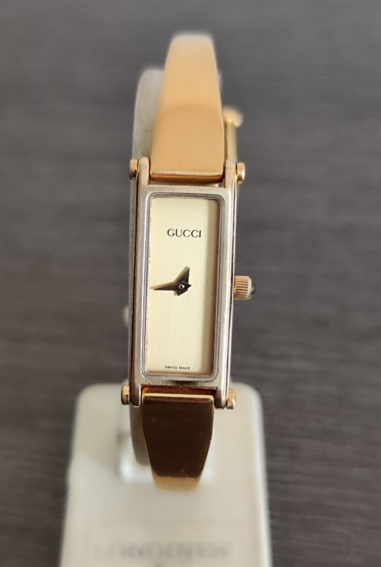 稼働品 GUCCI 1500 レディース腕時計 ゴールド文字盤 オリジナルバンド 