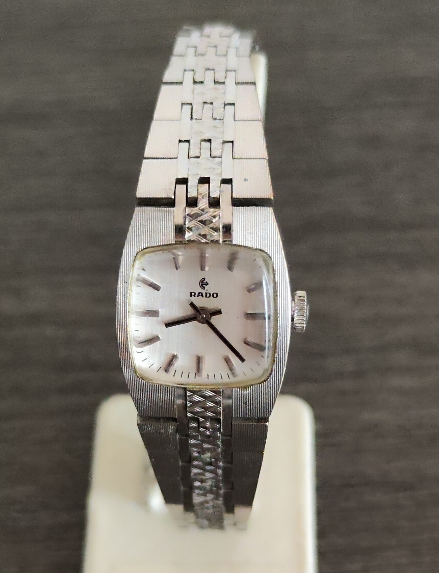 手巻き 稼働品 RADO レディース腕時計 シルバー文字盤 オリジナルバンド