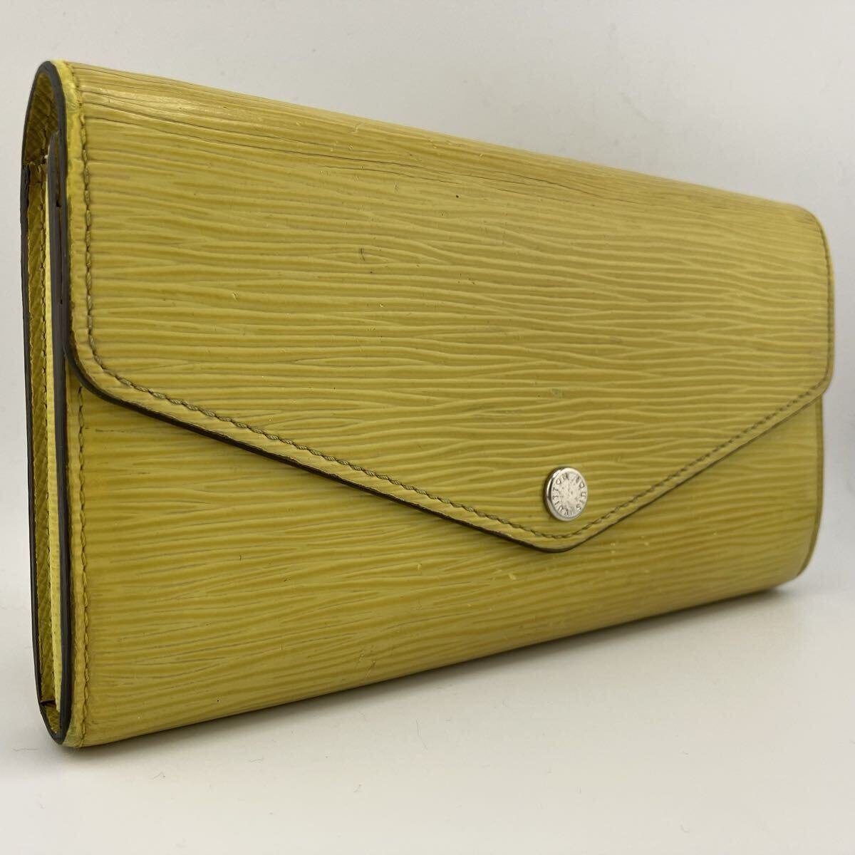 希少 美品 LOUIS VUITTON ルイヴィトン エピ ポルトフォイユ サラ 長財布 ロングウォレット フラップ レザー 本革 イエロー系 黄色