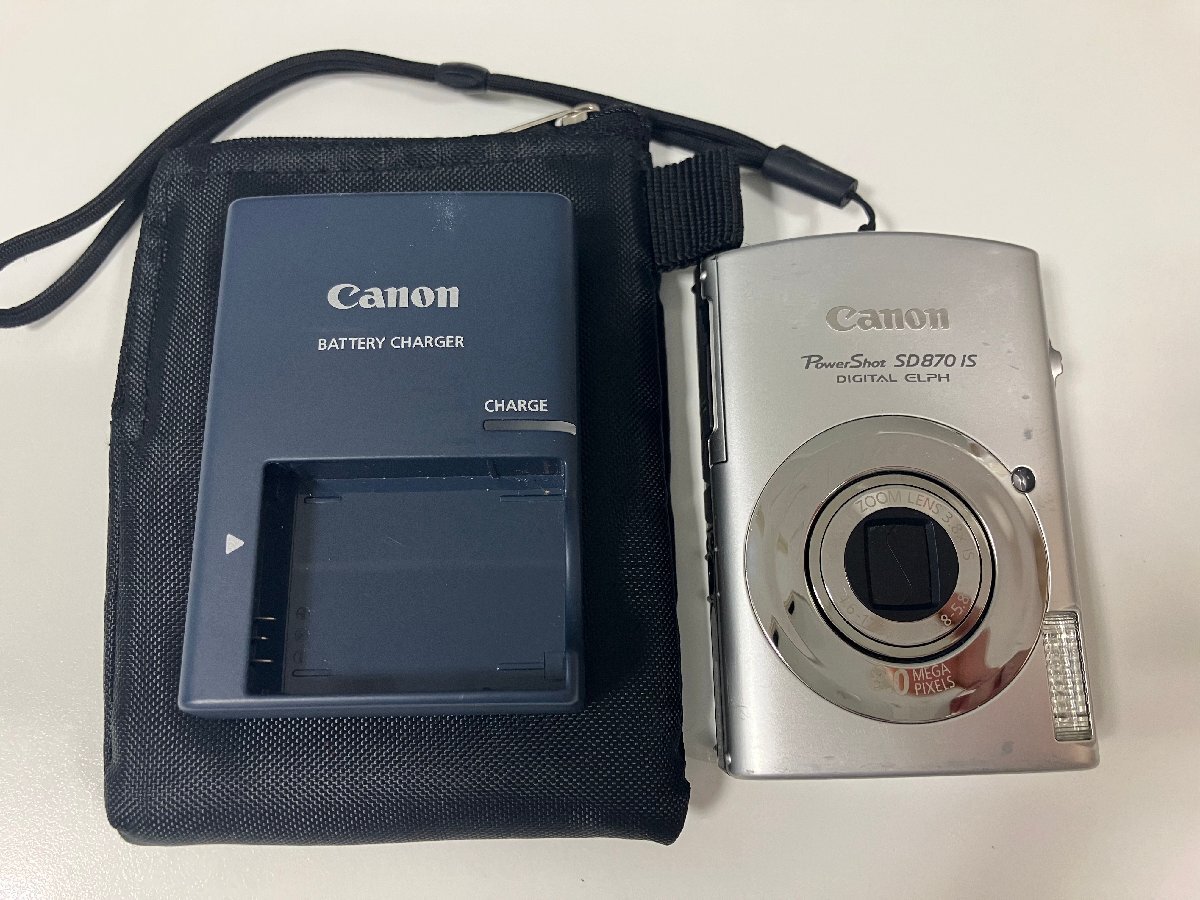 【498_34922】1円～ Canon キャノン PowerShot SD870 IS コンパクトデジタルカメラ 充電器・ケース付 通電のみ確認済 60サイズ 【中古品】