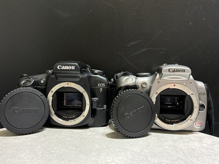 【292_54920】Canon キヤノン カメラボディ2点 レンズ３点 付属品 セット 動作未確認