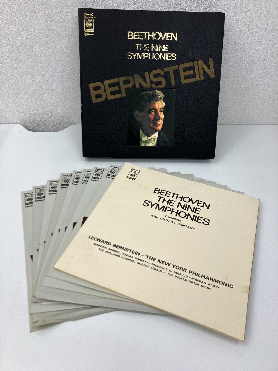 【515_56813】レナード・バーンスタイン BEETHOVEN THE NINE SYMPHONIES LPレコード8枚組 レコード入れ破れ有 約33cm×33cm×4cm 100サイズ