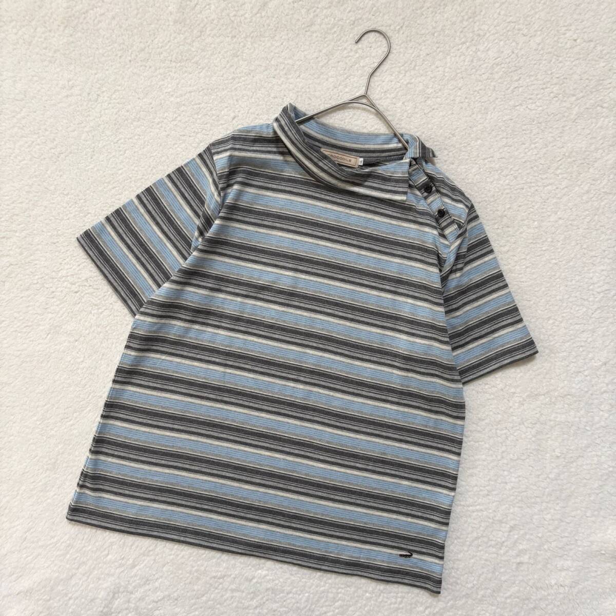 大きいサイズLL クロコダイル CROCODILE 綿100％ ボーダー 半袖 カットソー レディース トップス コットン100％ XL 2L