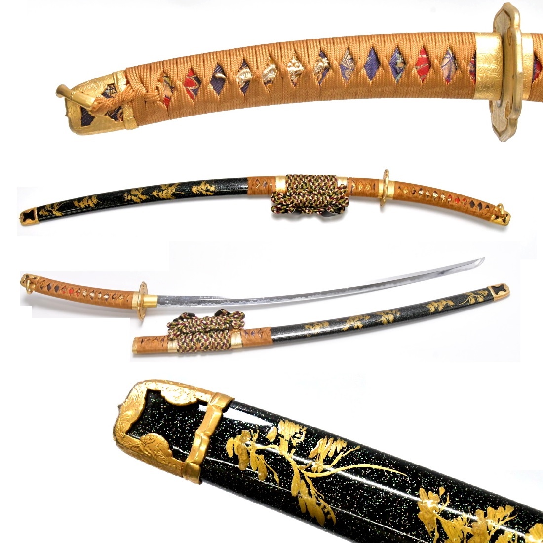 714 太刀 模造刀 蒔絵鞘● 日本刀 刀剣 武具 レプリカ 武器