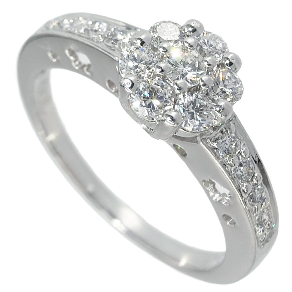 ポンテヴェキオ Ponte Vecchio フラワー リング 指輪 ダイヤモンド 0.35ct 約12号 K18WG 3.2g ホワイトゴールド レディース