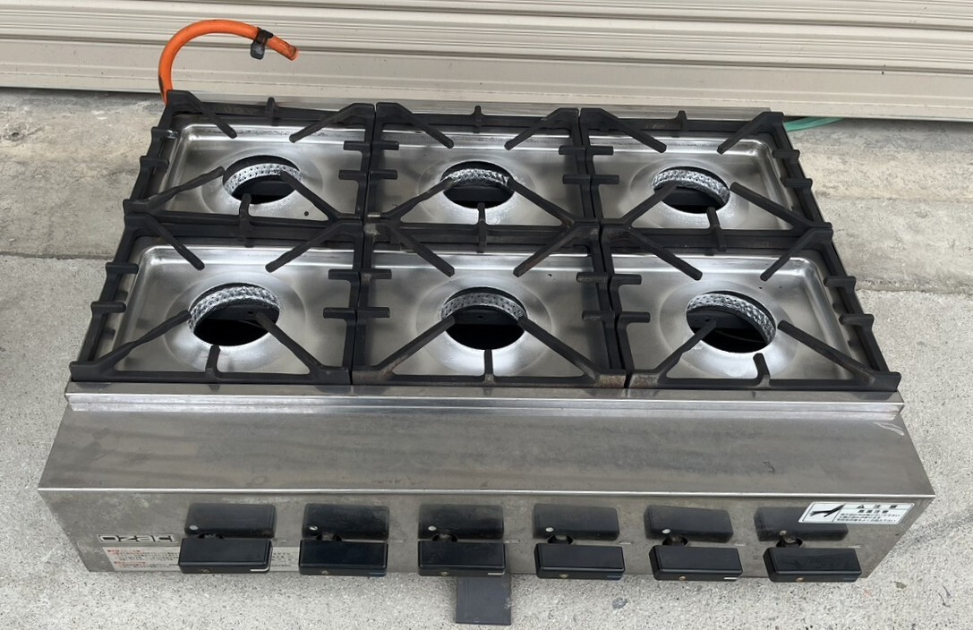 ＬＰガス　6口　ガステーブル　コンロ 　オザキ　 OZK6Ⅲ　　プロパン　Ｗ710　Ｄ550　Ｈ190