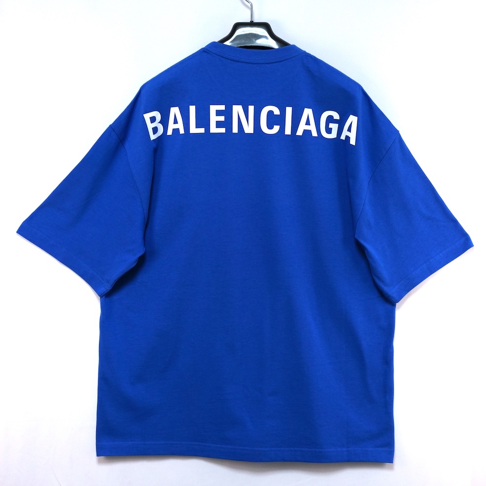 BALENCIAGA バレンシアガ バック ロゴ Tシャツ ブルー Sサイズ 570805 THV80