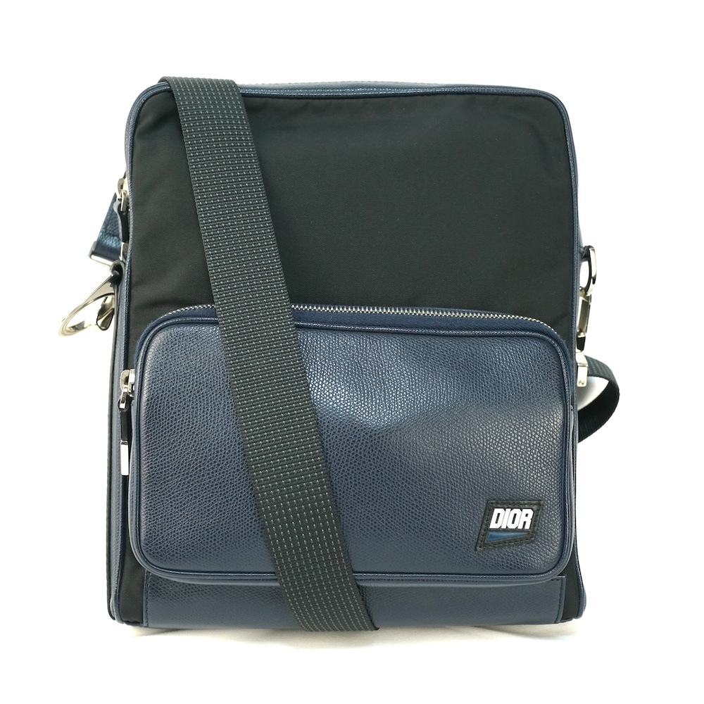 DIOR HOMME ディオールオム ナイロン レザー クロスボディ ショルダー バッグ ブラック、ネイビー 1COP0021WSYH965