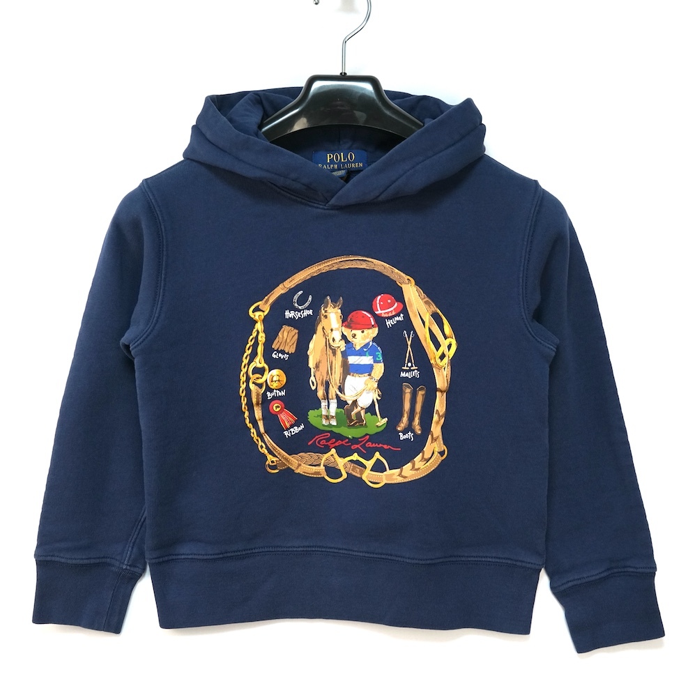 POLO RALPH LAUREN ポロ ラルフローレン ボーイズ アイコニック ポロベア プリント フーディ スウェット シャツ ネイビー S(8)140/68 41381