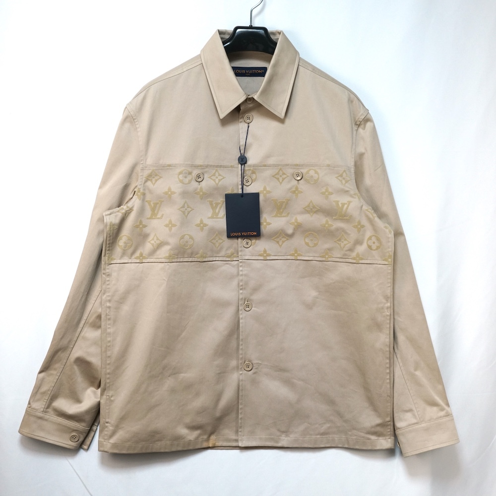LOUIS VUITTON ルイヴィトン Embossed Signature Cotton Overshirt エンボス シグネチャー コットン オーバーシャツ ベージュ Mサイズ