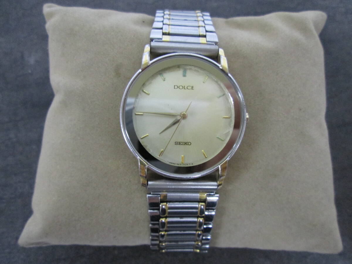 【0617i A3538】 SEIKO セイコー Dolce ドルチェ 5E31-6C10 腕時計 メンズ クォーツ式 ラウンド ゴールド文字盤 ３針
