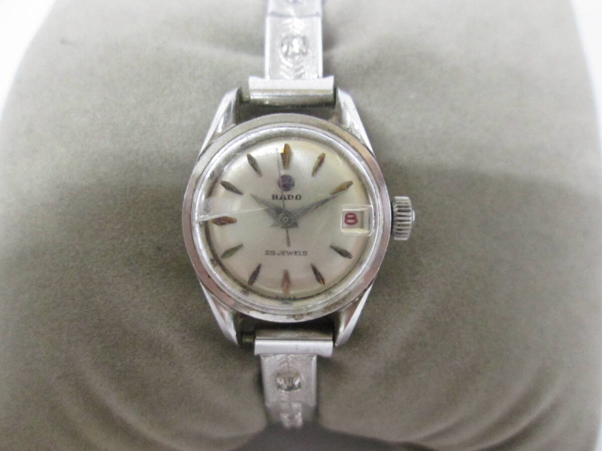 【0617h Y3568】 RADO ラドー 腕時計 N2 343942 デイデイト 25石 シルバーカラー スイス製 中古 稼働