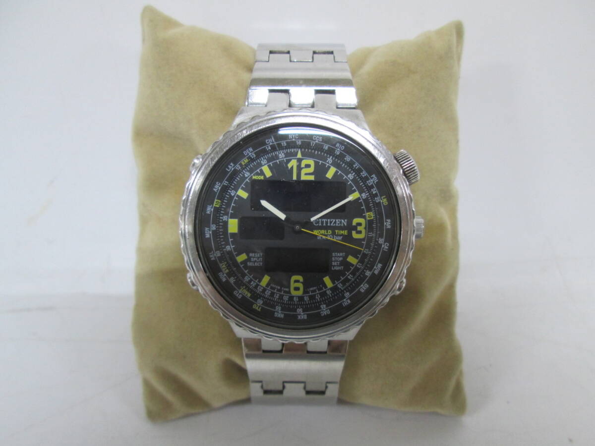 【0617i A3556】 CITIZEN シチズン WORLD TIME ワールドタイム 腕時計 W.R.10BAR C460-L20506