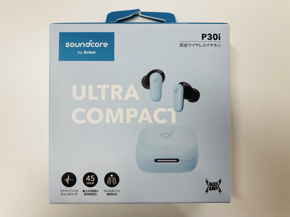 2804) 未開封保管品 Soundcore Anker P30i ブルー A3959N31 完全ワイヤレスイヤホン ULTRA COMPACT 現状品