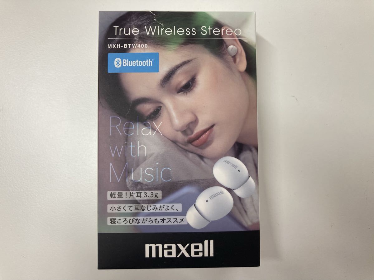 1.4) 即決 未使用保管品 maxell マクセル MXH-BTW400WH ホワイト ワイヤレスカナル型ヘッドホン 現状品