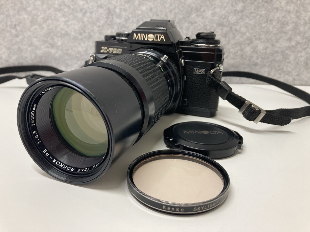 2934) MINOLTA ミノルタ X-700 一眼レフフィルムカメラ ROKKOR-PE 1:4.5 f=200mm レンズ 動作未確認 現状品