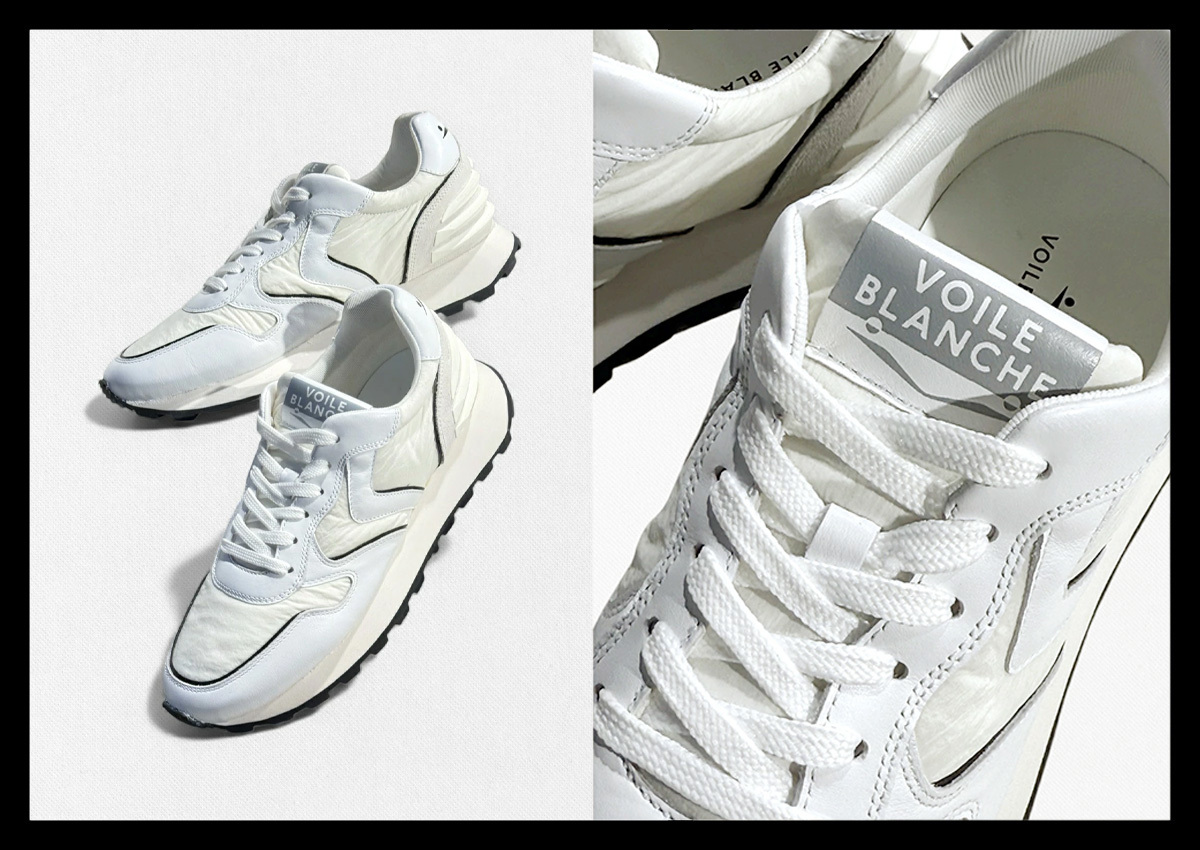 定価6.4万 ボイルブランシェ VOILE BLANCHE ヨットセールクロスを用いた爽やかなレザーコンビスニーカーPARIS POWER MAN