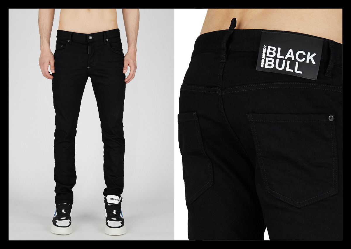 定価6.7万 ディースクエアード DSQUARED2 深みのあるソリッドブラックが都会的でセクシーなデニムパンツ ジーンズ ストレッチ SKATER JEAN