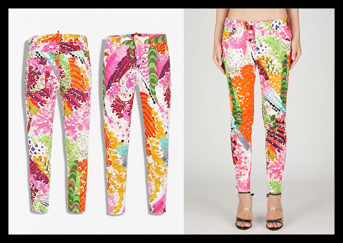 定価7.9万 ディースクエアードDSQUARED2 サイケデリックグラフィックのデニムパンツ ジーンズ Psychedelic Dreams COOL GIRL JEAN 伊製