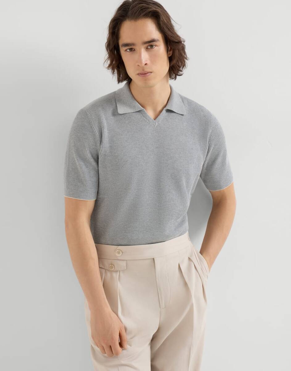 ブルネロクチネリ 超高級 イングリッシュリブニット ポロシャツ 定価21万円 サイズ50 100％正規極美品 コットン