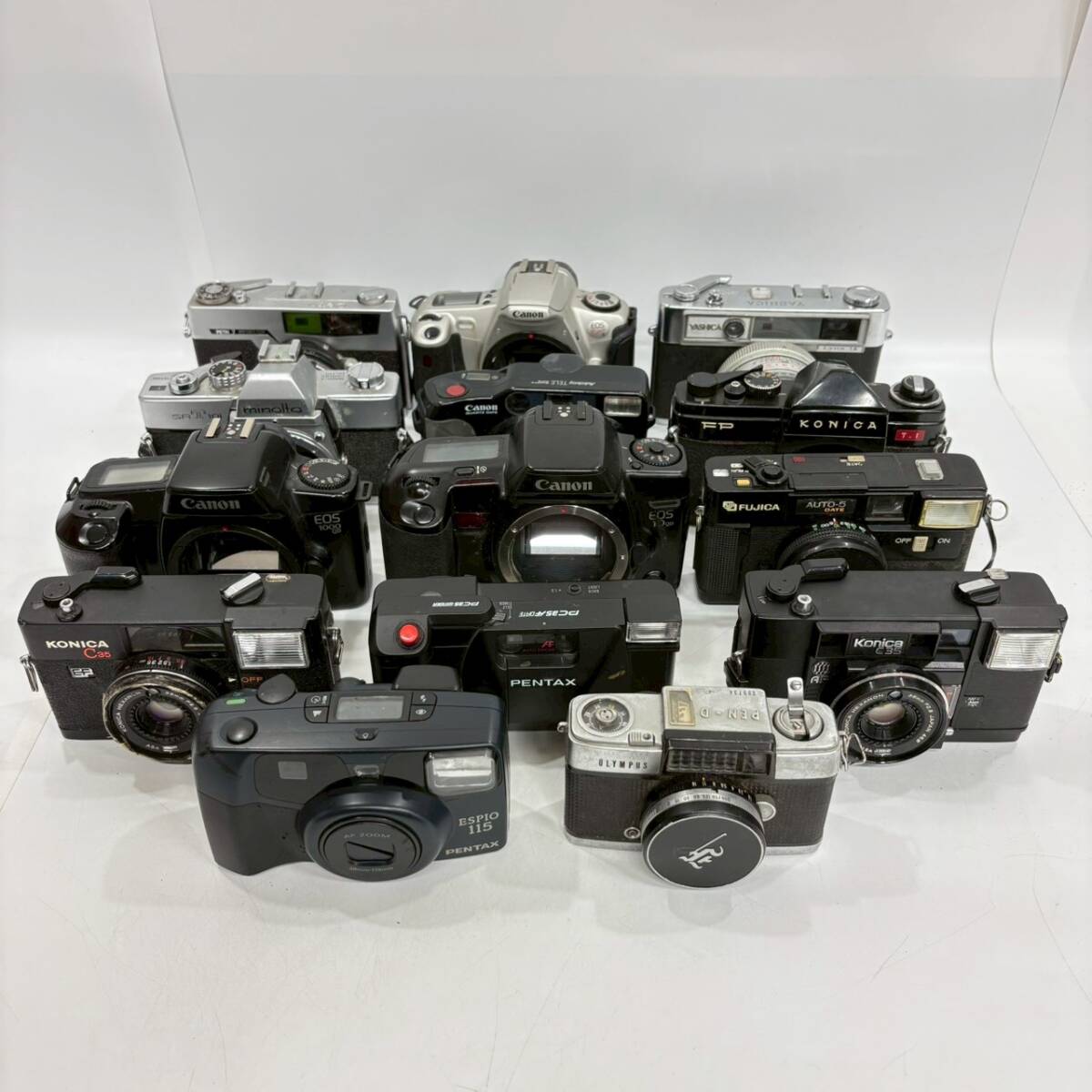 ■ 1円〜【まとめ売り】 フィルムカメラ 14点 まとめ PENTAX Konica OLYMPUS Canon FUJICA MINOLTA 等 一眼レフ カメラ ブラック L210386