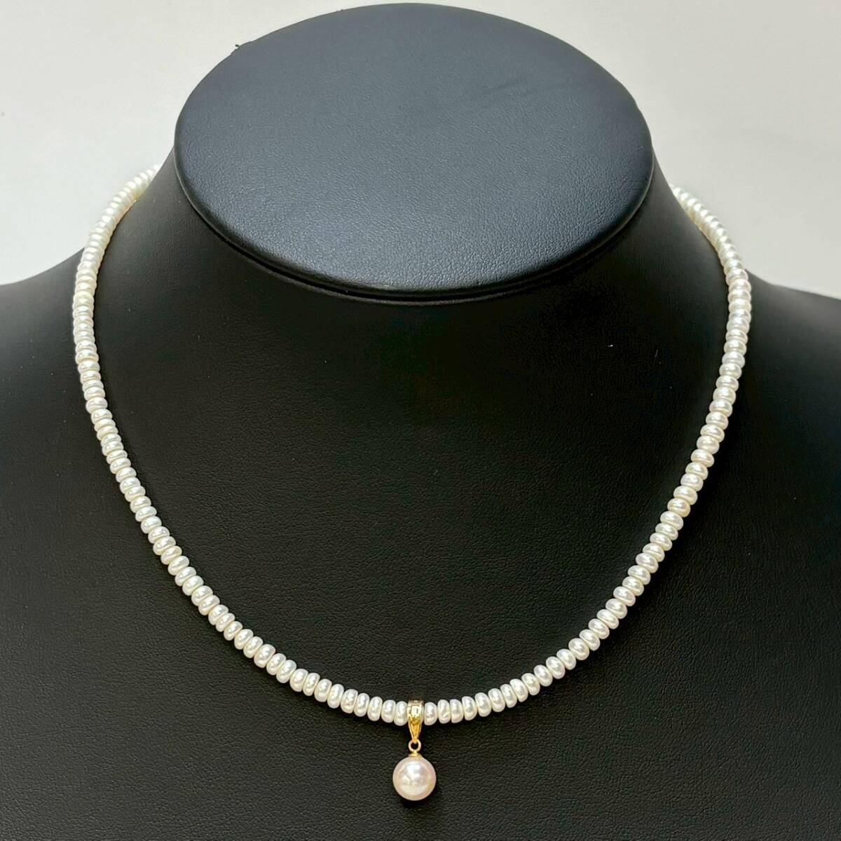 ■ 1円〜【現状保管品】 ベビーパール ネックレス 留め具 K18 750 トップ K18 刻印あり重量約10.0g ホワイト系 アクセサリー L160274