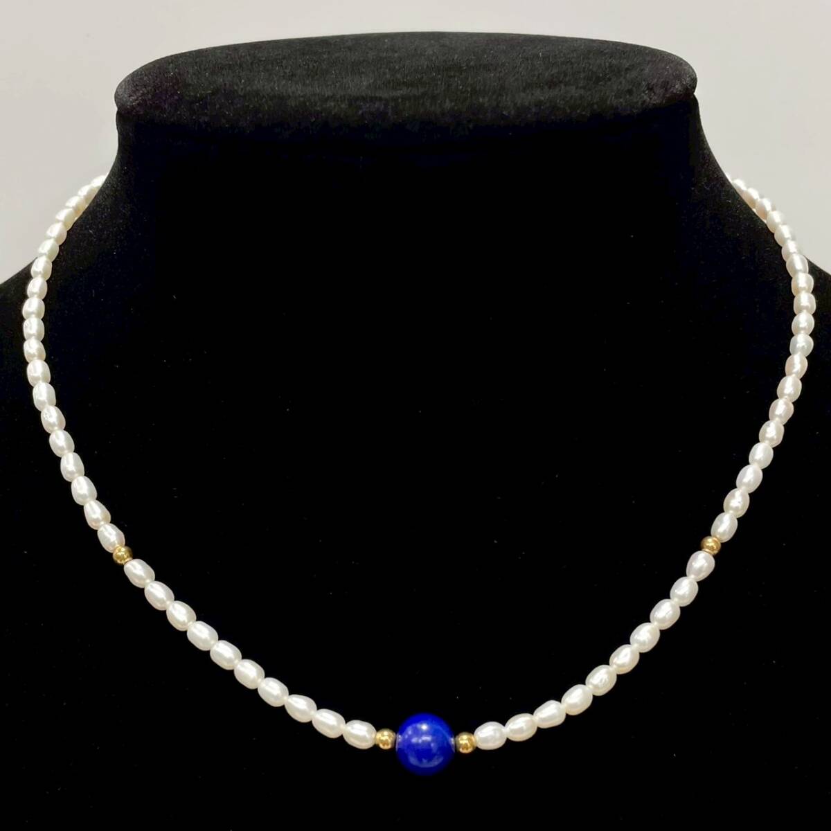 ■ 1円〜【現状保管品】 ベビーパール 真珠 ラピスラズリ ネックレス 14K 刻印あり 重量約6.8g ホワイト系 アクセサリー 服飾小物 L160271