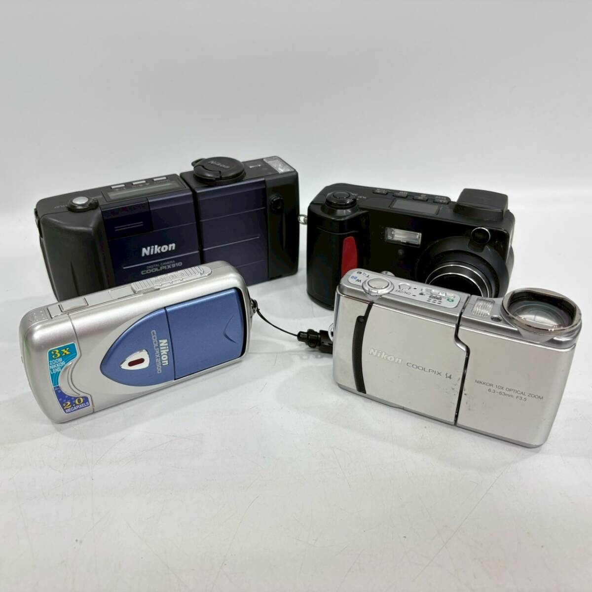 ■ 1円〜【まとめ売り】 Nikon ニコン デジタルカメラ 4点 E2500 COOLPIX S4 E910 E800 デジカメ ブラック シルバーカラー カメラ L160249