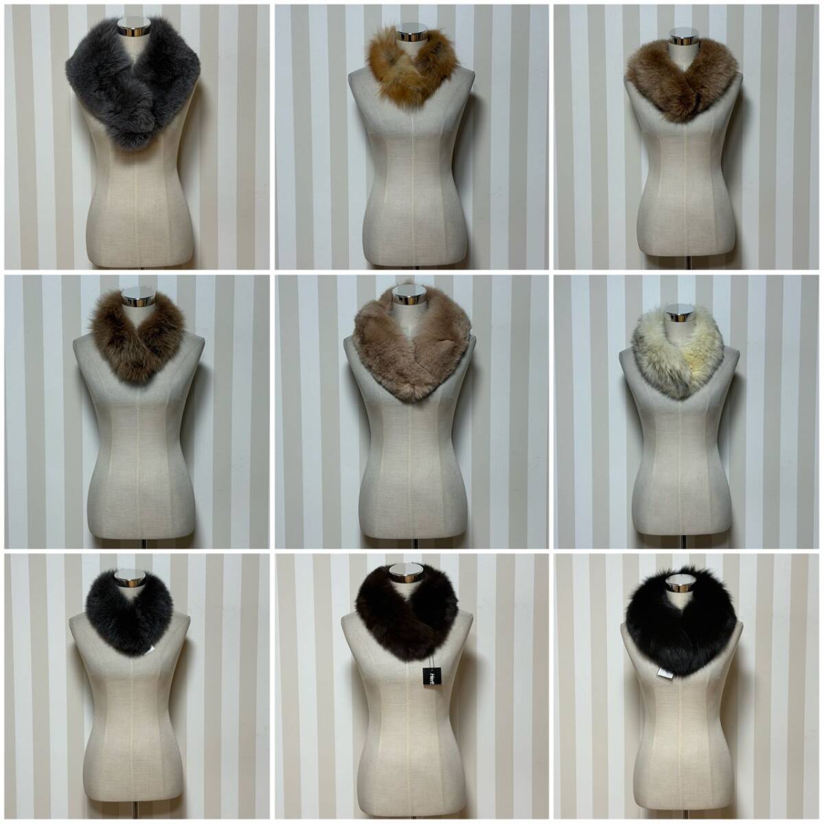 ★1円〜【毛皮9点まとめ】 フォックス FOX ショール SAGA FOX Moon Bat Fur 等 ブラウン ブラック グレー ベージュ 成人式 和装 L210383