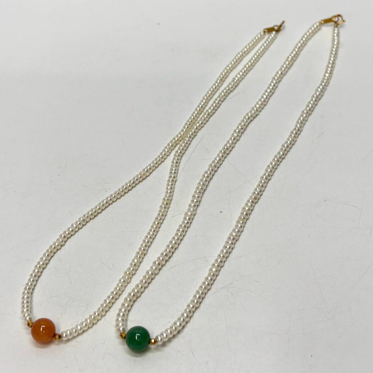 ■ 1円〜【セット売り】 ベビーパール 真珠 ネックレス 2点 まとめ K18 刻印あり ホワイト系 アクセサリー レディース 服飾小物 L160273