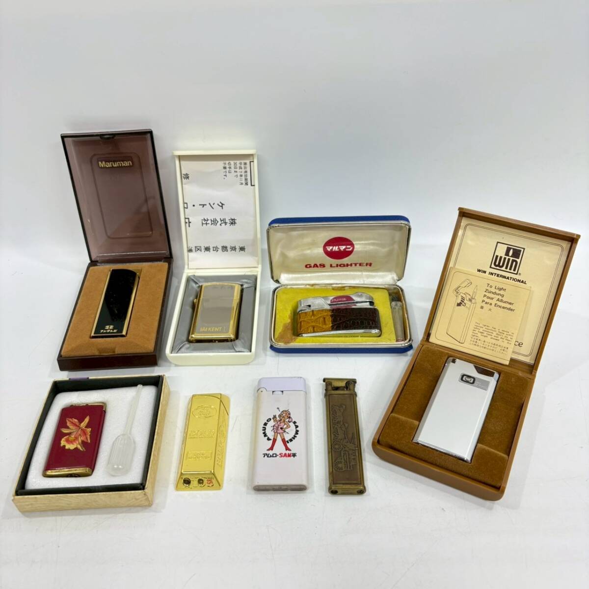 ■ 1円〜【まとめ売り】 ライター 8点 まとめ PRINCE Maruman 等 ガスライター スクエア型 喫煙具 喫煙グッズ ヴィンテージ L160299